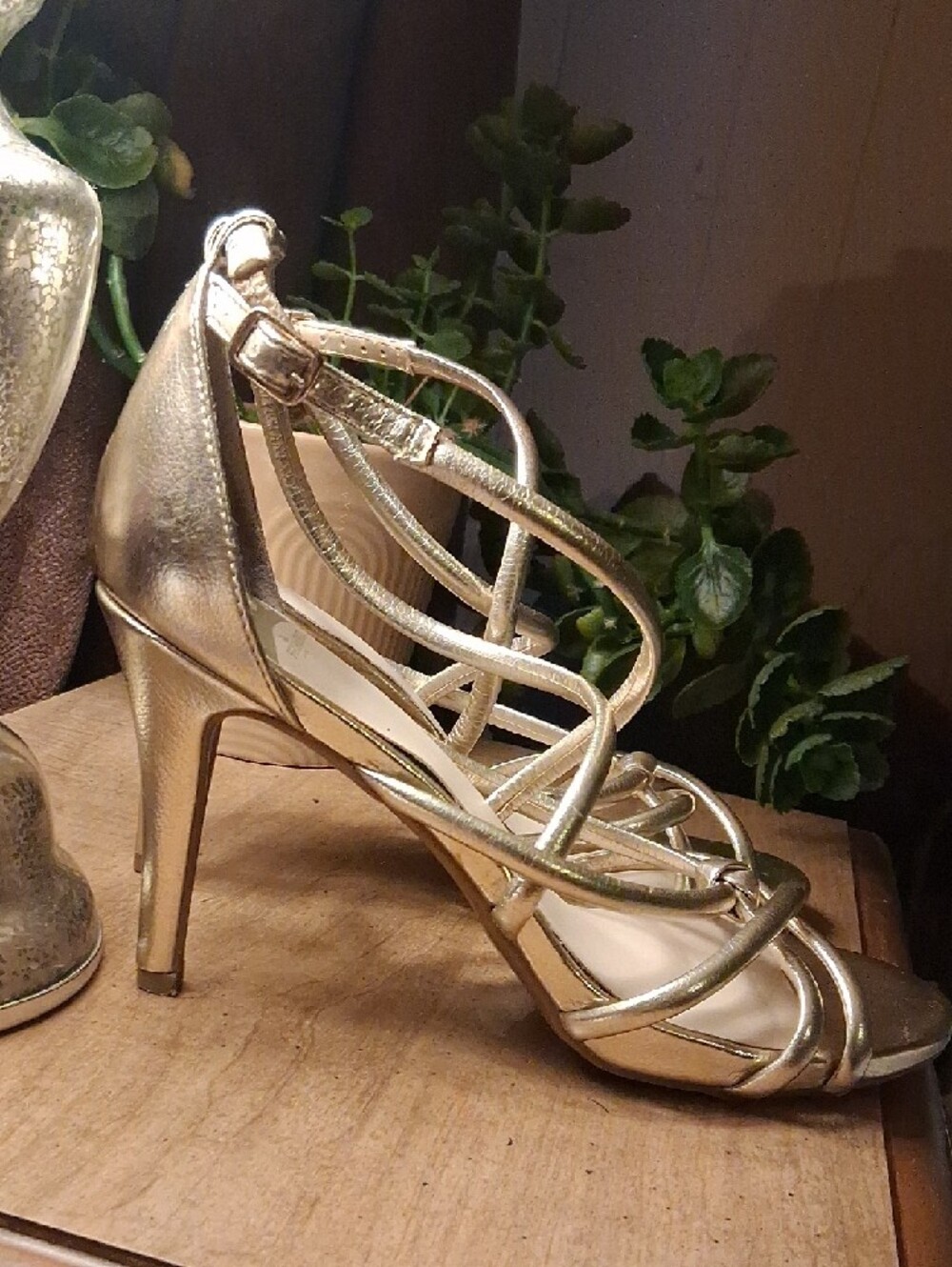 Fergalicious Metallic Gold Strappy High Heels - Picture 4 of 16